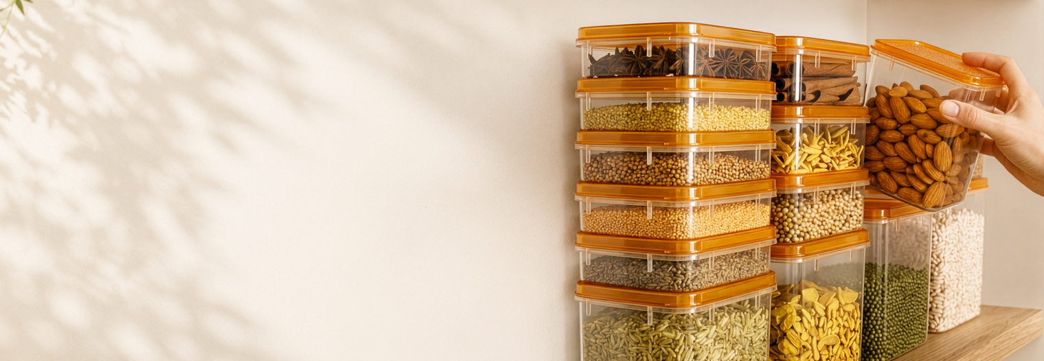Dynasty food-storage containers filled with pantry staples
