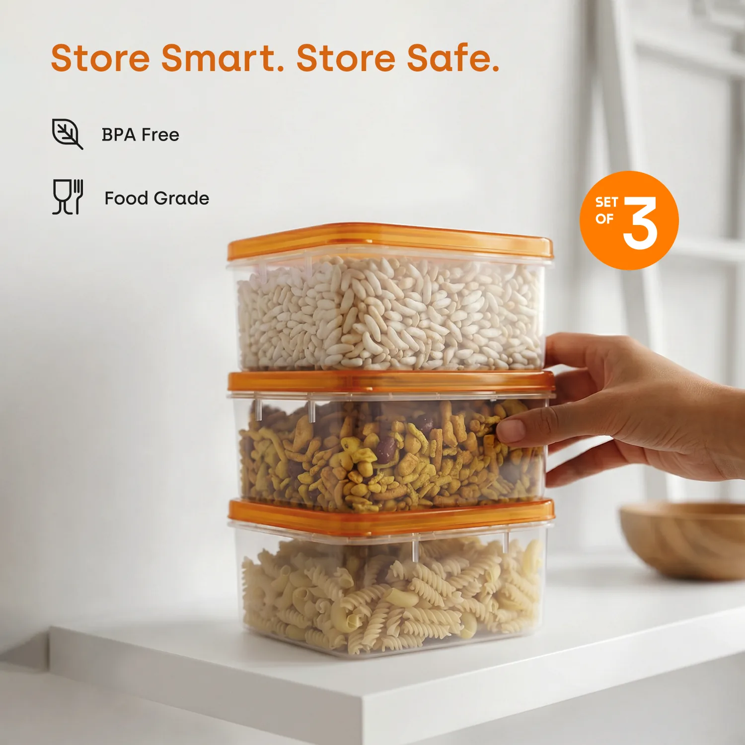Shallow Store Smart BPA-free food-grade set of three