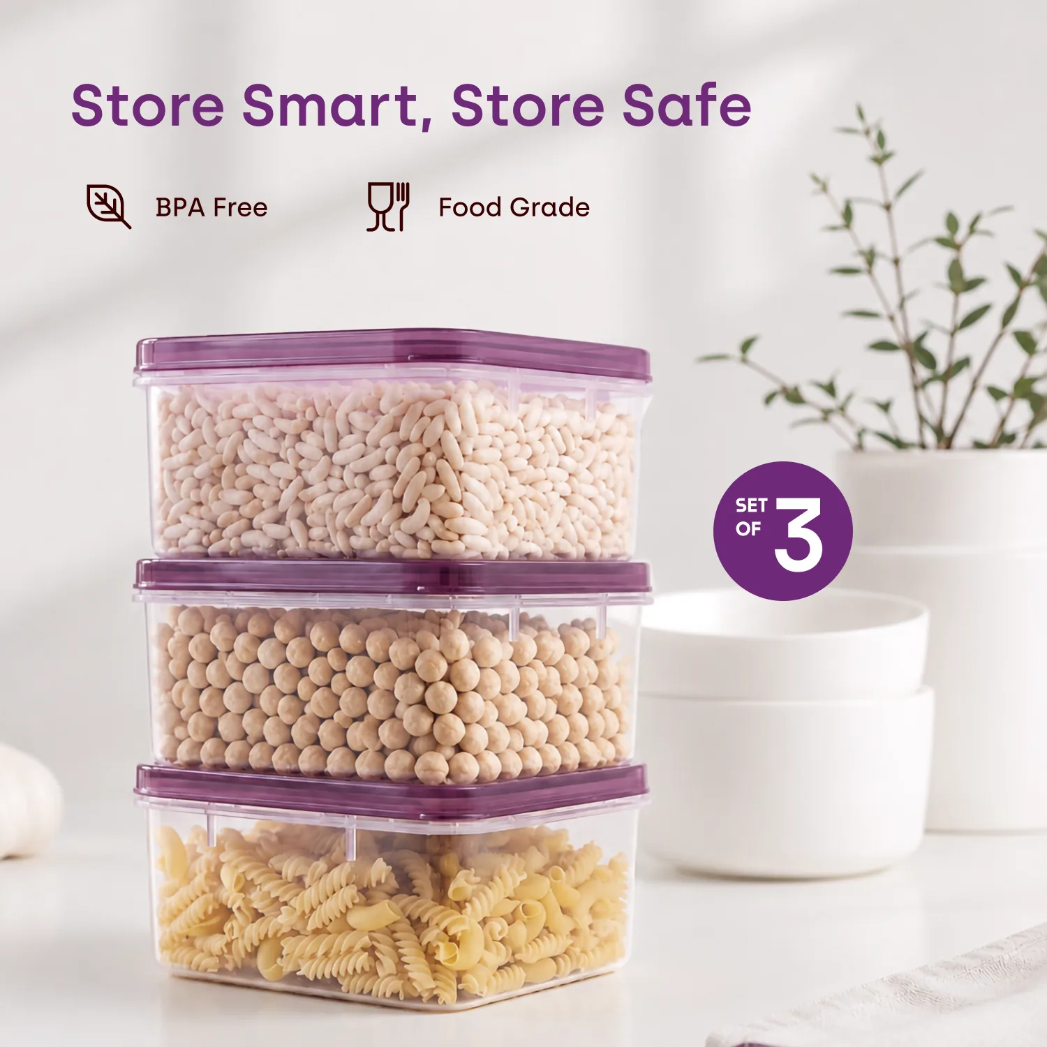 Purple shallow Store Smart set of three product features