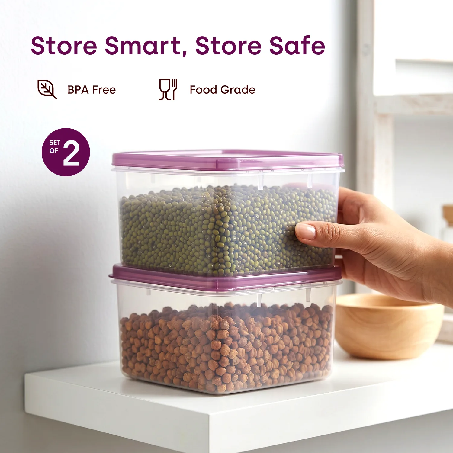 Purple shallow Store Smart set of two product features