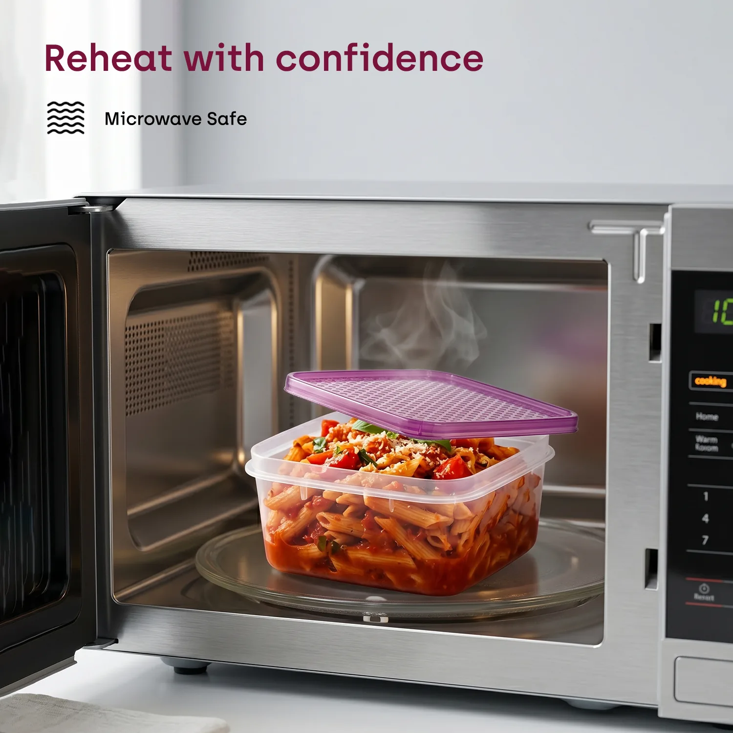 Purple shallow Store Smart microwave-safe feature