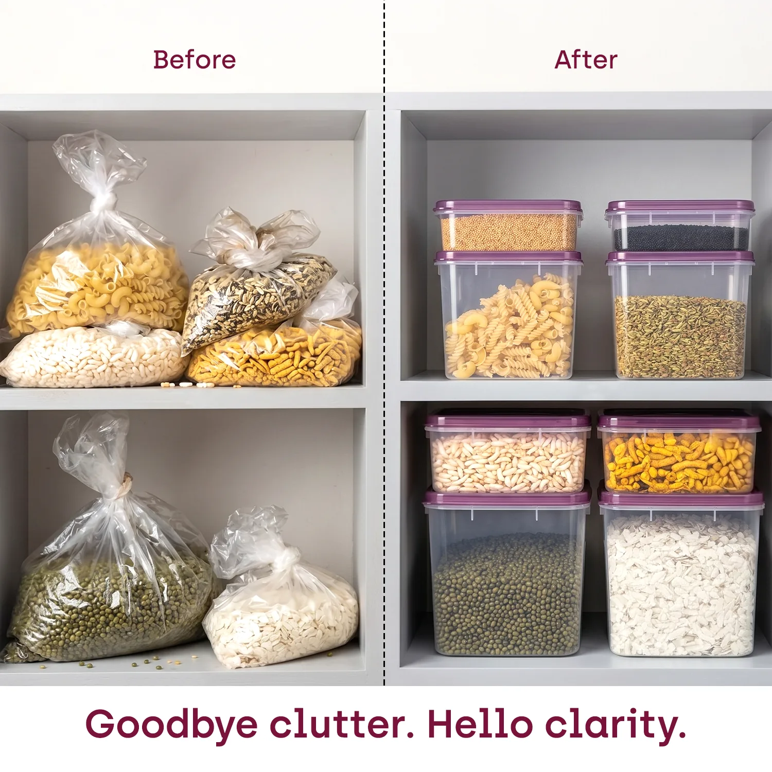 Purple shallow Store Smart stacking feature
