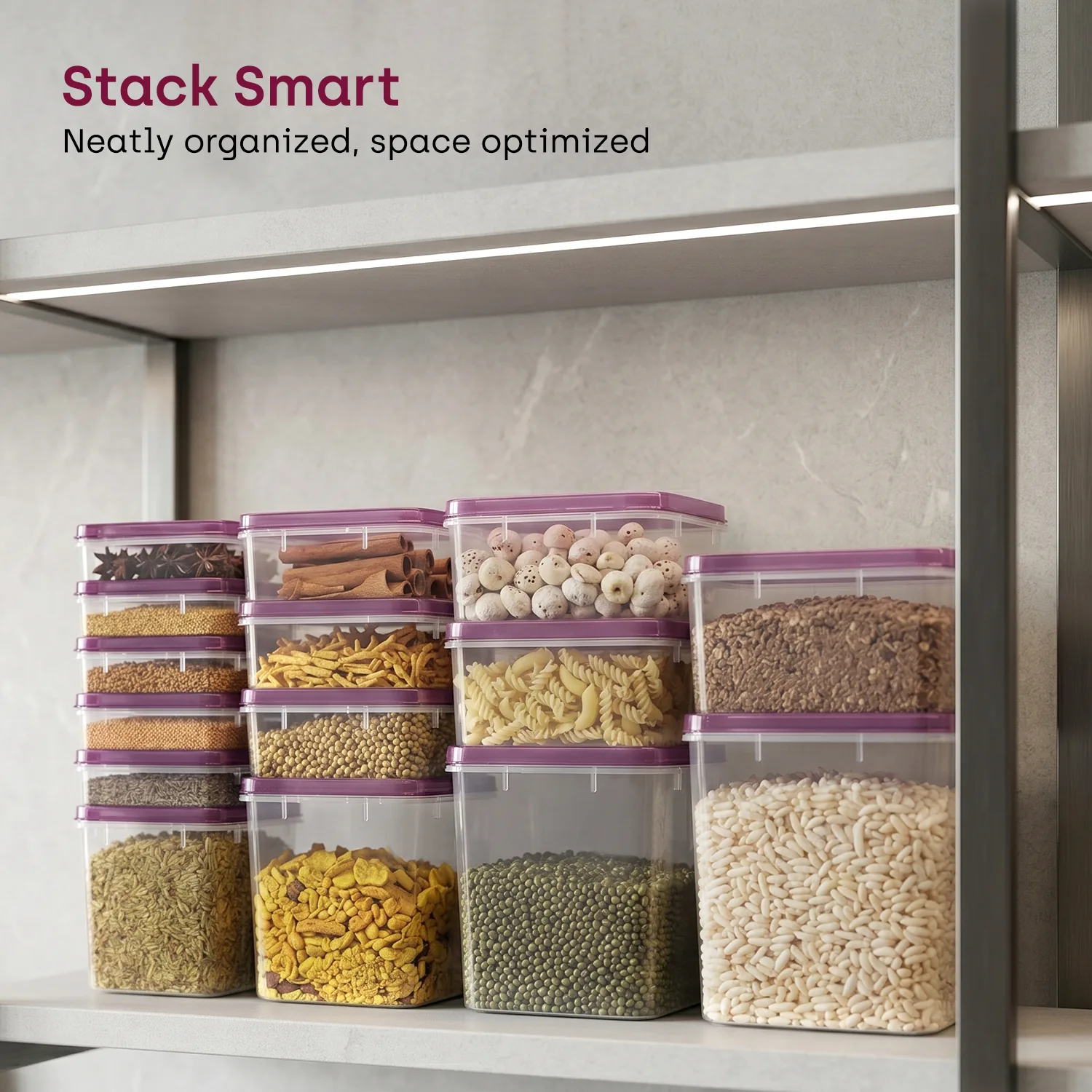 Purple shallow Store Smart nesting feature
