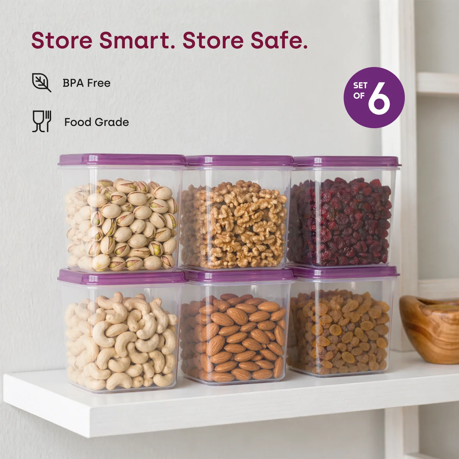 Store Smart set of six BPA-free food-grade containers