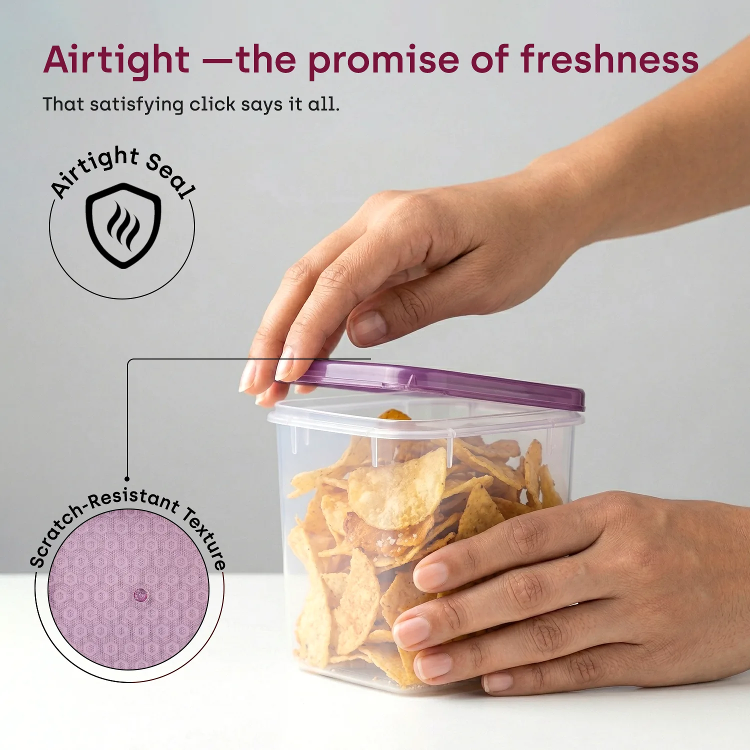 Store Smart airtight seal and scratch-resistant lid details