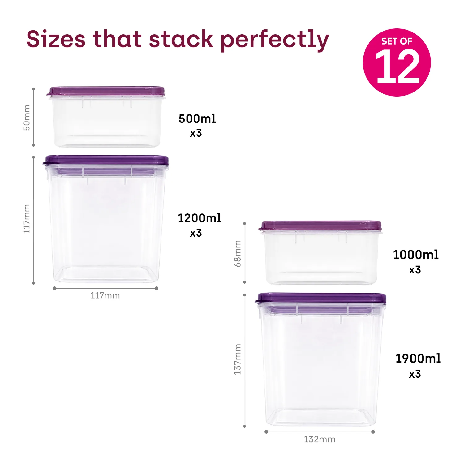 Purple Store Smart mixed set of twelve sizes and contents
