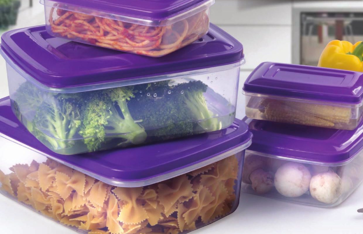 Crystal Containers arranged for everyday food storage