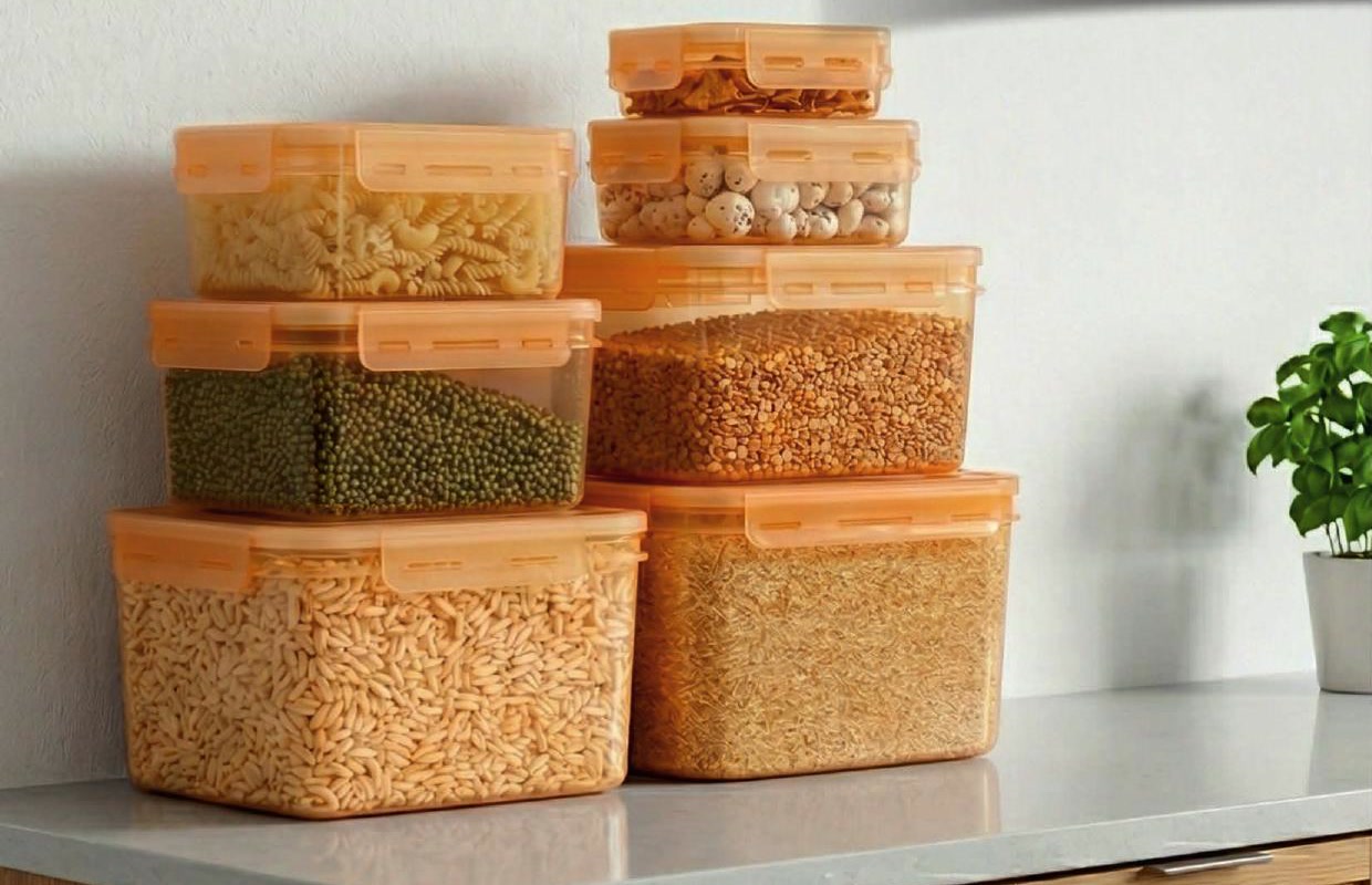 Store Smart Clip Lock Containers arranged for everyday food storage